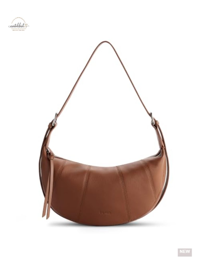 Genuine Leather Crescent Crossbody Bag With Rfid Blocking